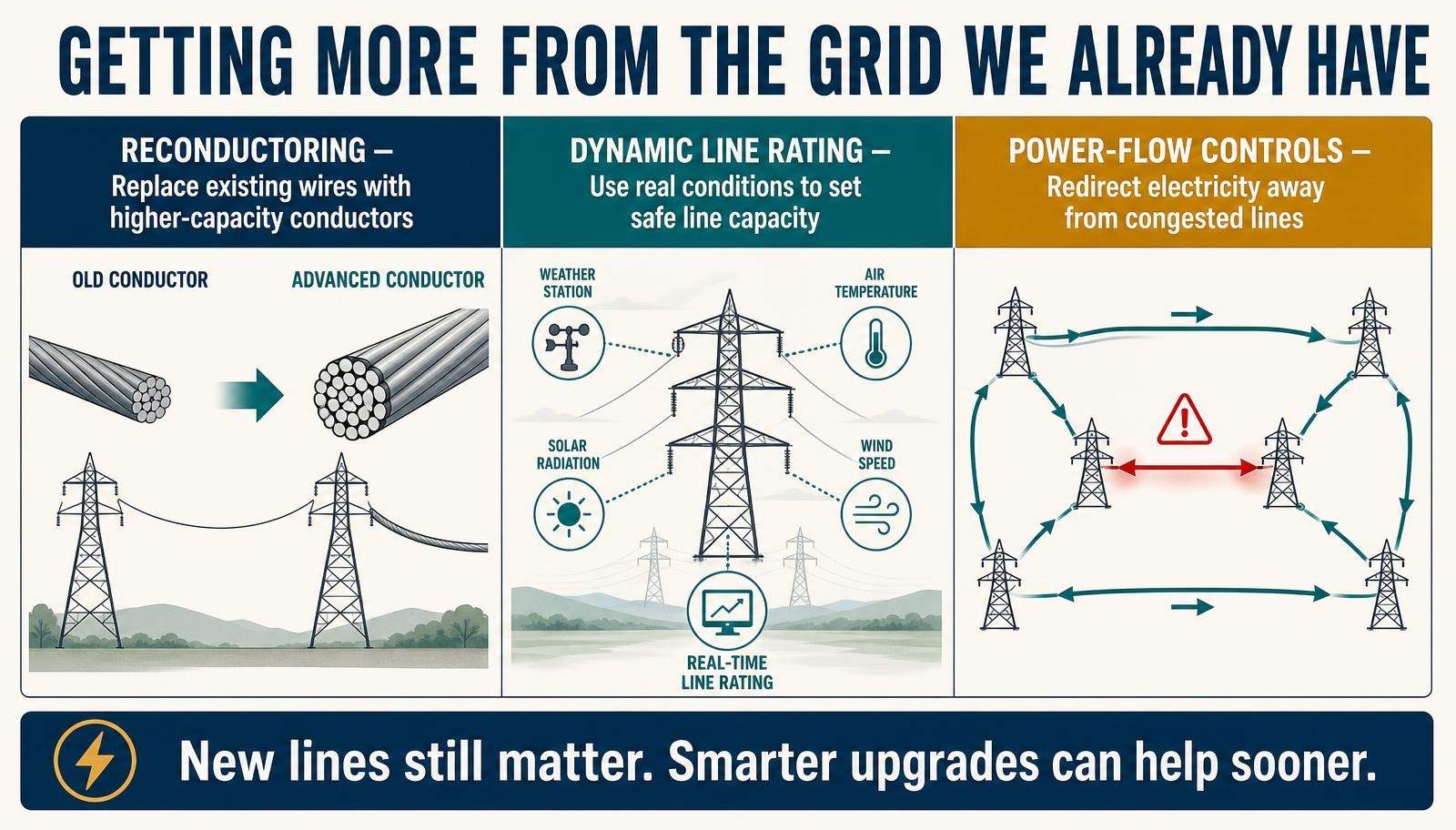 Ways to move more electricity through the existing power grid